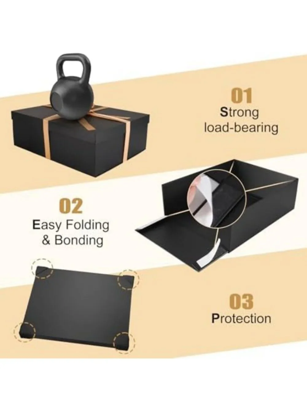 Large Black Gift Box with Lid - 16.5x13x5.5 inches, Perfect for Presents & Gifts